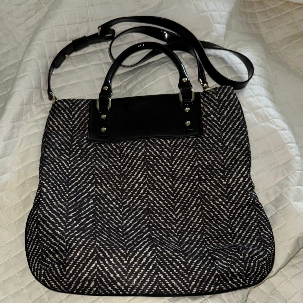 Kate Spade Black and White Herringbone Women's Tote Bag